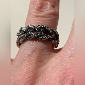 Sterling silver marquisite ring - stamped
